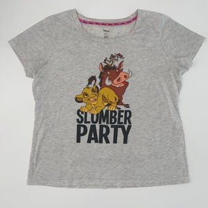 Disney Lion King Slumber Party Womens Shirt Simba Timon Pumbaa Gray Size XL